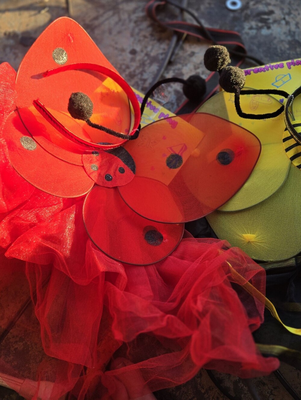 Red Ladybug & Bumble Bee Costume Set for Little Kiddos - Includes Wings and Tutu